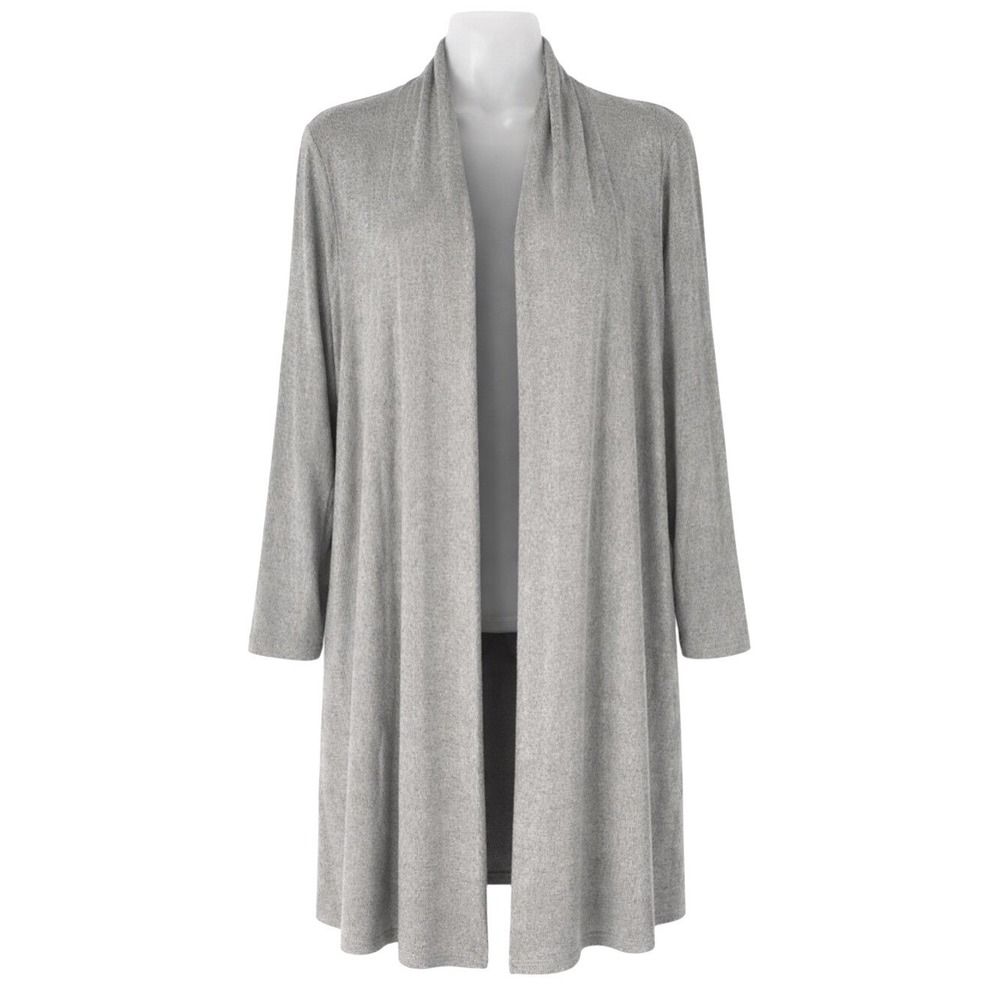 Lisa Rinna Collection Longline Open-Front Cardigan in Gray Layering Travel